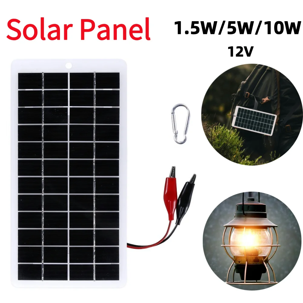 Solar Panel 10W 12V Outdoor Waterproof DIY Polysilicon Epoxy for 9-12V Battery Camping