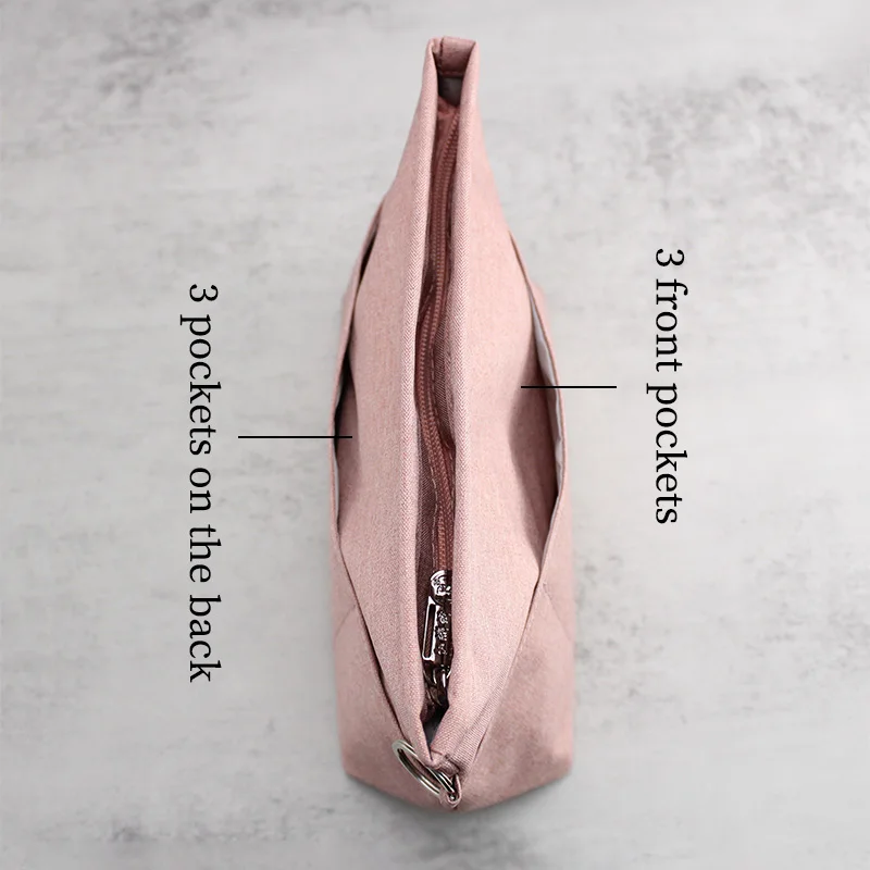 TINBERON Organizer Waterproof Make Up Bags Multi-pocket Bag Liner Oxford Cloth Bag Insert Organizer Pink Cosmetics Storage Bags