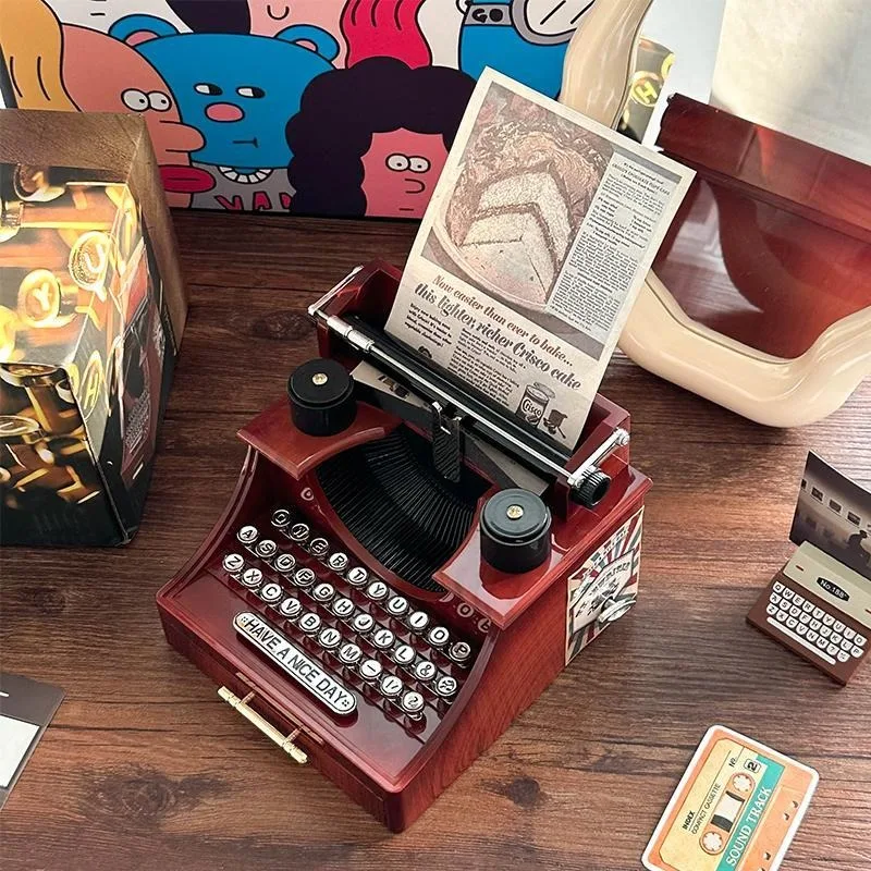 Caja De Música Vintage Con Forma De Máquina De Escribir – Regalo Romántico Y Decorativo