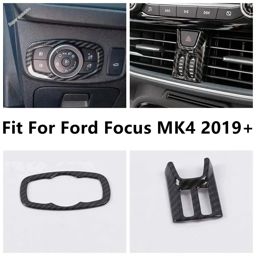 Garniture Console Centrale Fibre Carbone Pour Ford Focus MK4 - Revêtement Panneau Climatisation Antidérapant