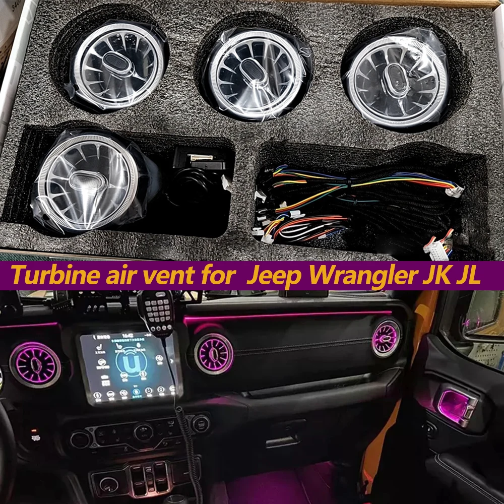 

Front Turbine Air Vent For Jeep Wrangler JK JL Ambient Light For Jeep Wrangler JK 2007-2022 illuminate Air Vent Neon Lamp