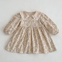 2023 Spring Baby Girls Sister Clothes Toddler Baby Rompers Princess Children Girls Long Sleeves Floral Printed Dresses Clothes 4