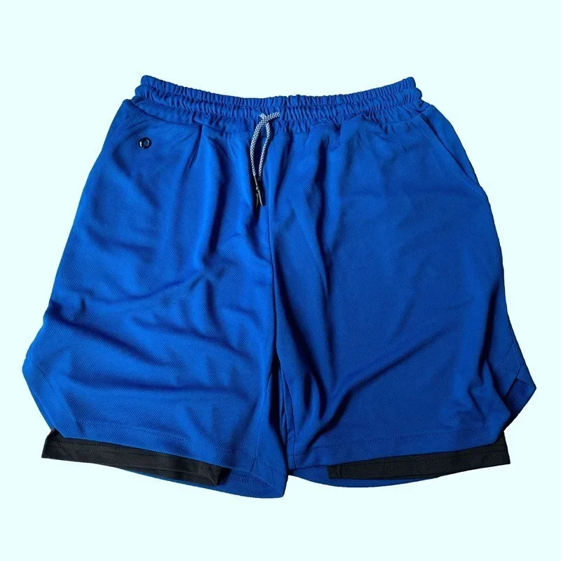 Men's Casual Sports Shorts Summer Mobile Phone Earphone Hole Double Layer Pocket Zipper Leisure Fashion Men's Shorts