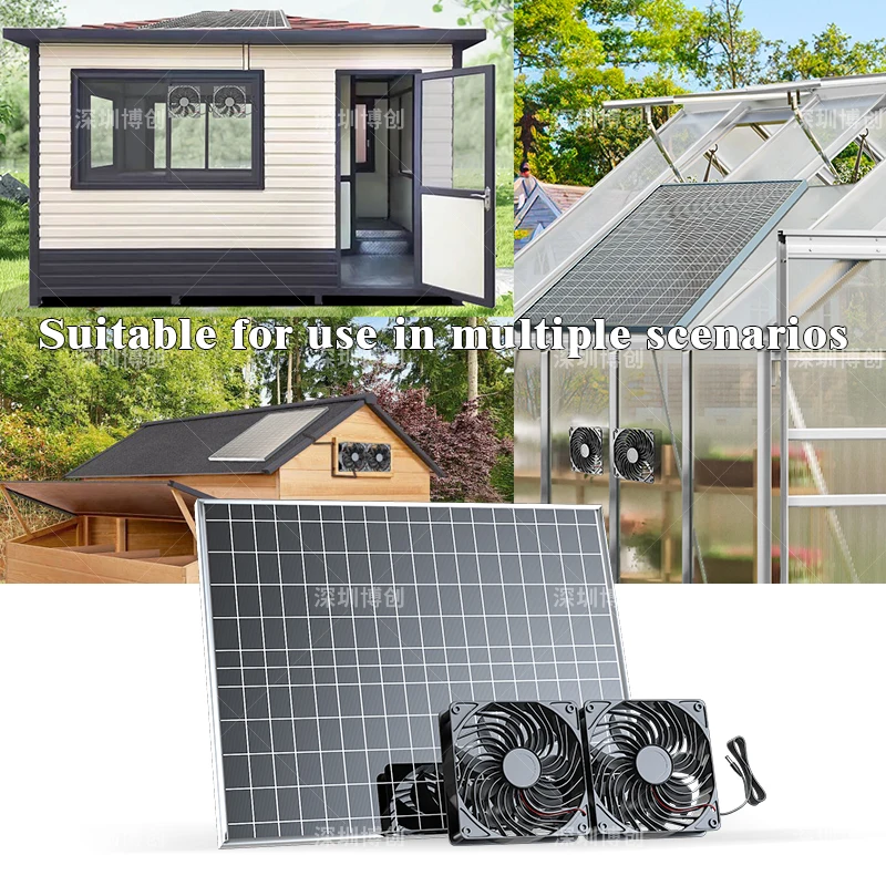 500W Solar Powered 12V Exhaust Fan - Fast Ventilation for Dog House, Chicken Coo