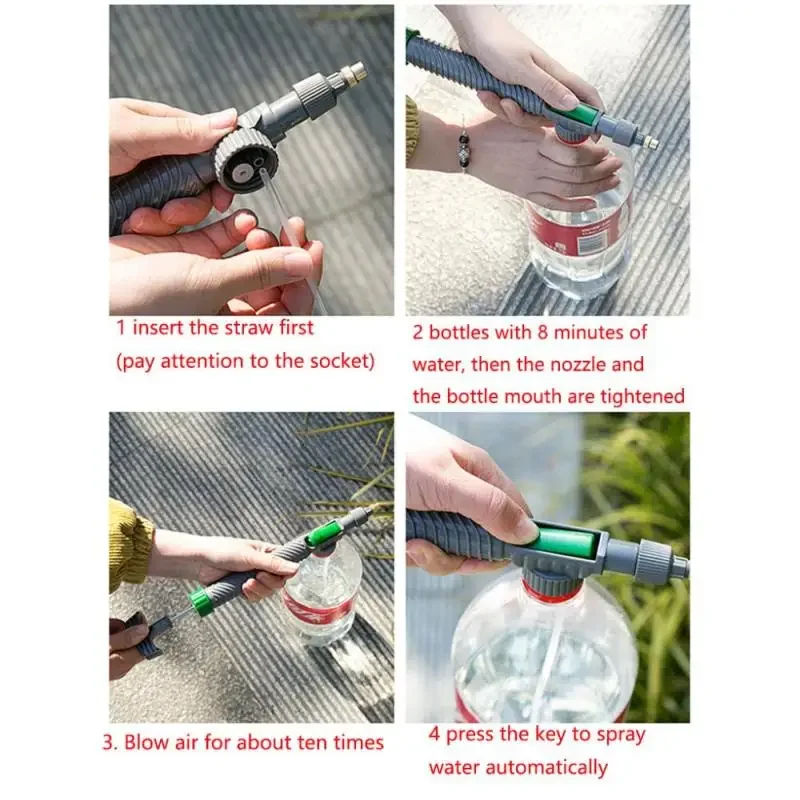 Easy To Connect And Operate High Pressure Air Pump Manual Sprayer Adjustable Drink Bottle Spray Head Nozzle Garden Watering Tool