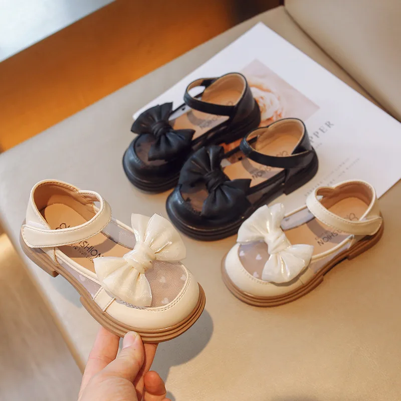 

Girls Organza Princess Leather Shoes 2023 Spring and Summer Children's Kids Bow tie Korean version Dress Single Shoes 2-12 Years