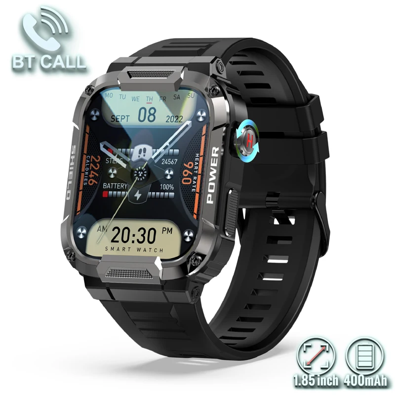 2023 New Smart Watch Men Outdoor Rugged Military Ip68 Impermeabile Ftiness Watch Bluetooth Call Smartwatch Per Xiaomi Android Ios