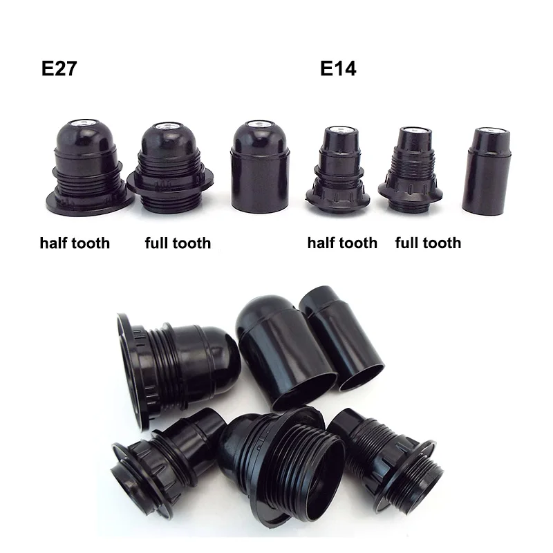 1x/5x E27 E14 half full tooth Screw Lamp Base socket Plug Connector Accessories Bulb Holder for E27 Screw Bulb Lighting Fixtures