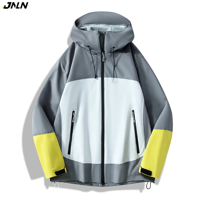 JNLN Unisex Waterproof Softshell Jacket Hiking Camping Climbing Trekking Hooded Windbreaker Casual Sporty Rain Coat Men Women