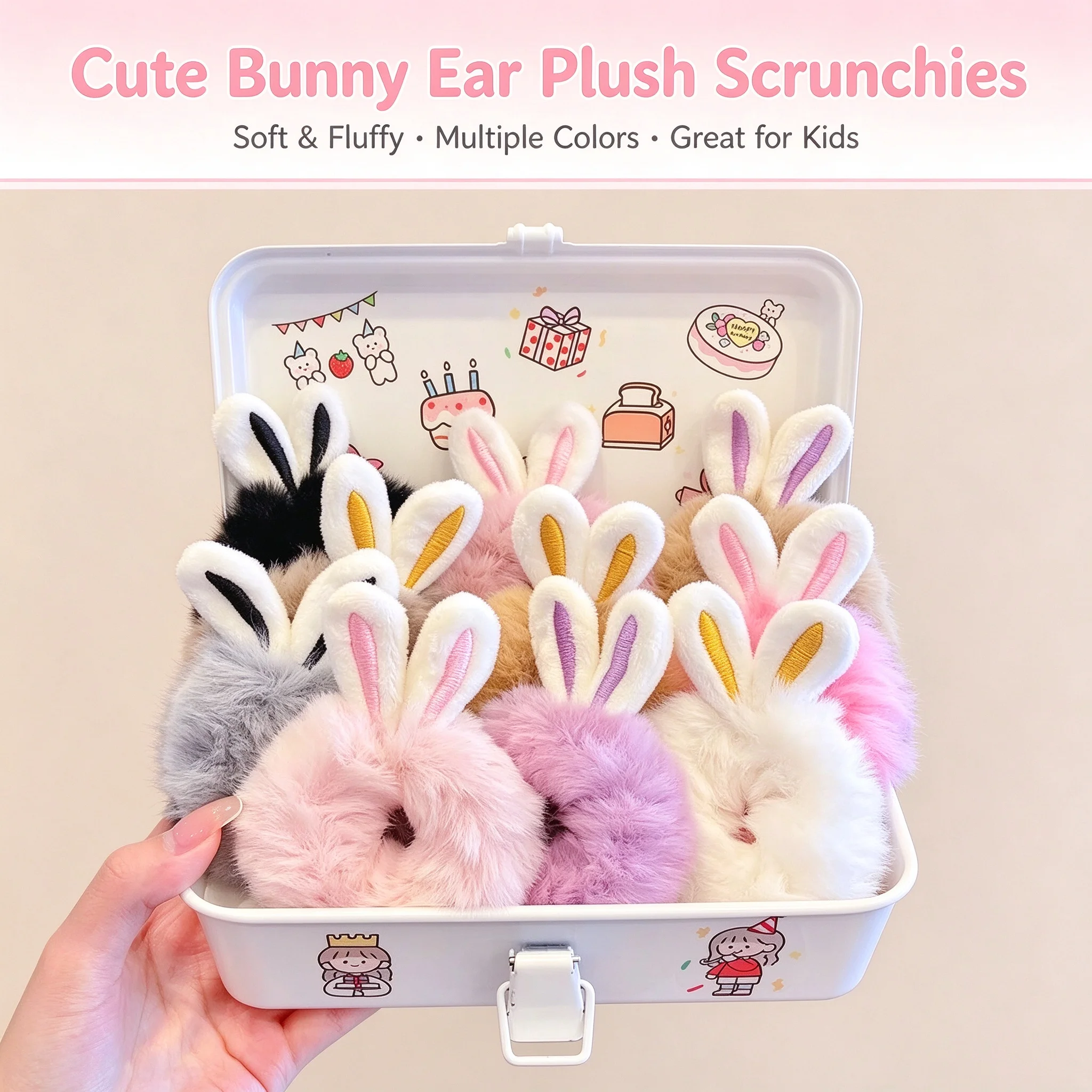 Mädchen Süße Nachahmung Kaninchen Pelz Kaninchen Ohren Elastische Haar Bands Frauen Pelz Flauschigen Haar Ringe Plüsch Scrunchies Haar Zubehör