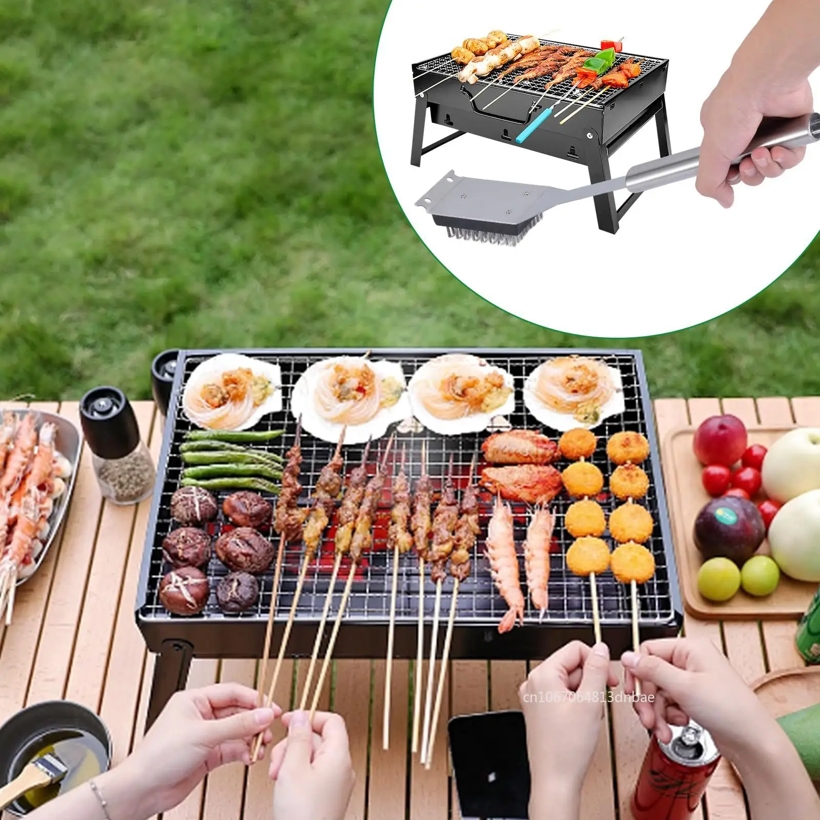 Grill Brush and Scraper, Wire BBQ Grill Brush for Outdoor Grill,16.5&rdquo;/14'' Cleaning BBQ Accessories, Safe Cleaner Brushes