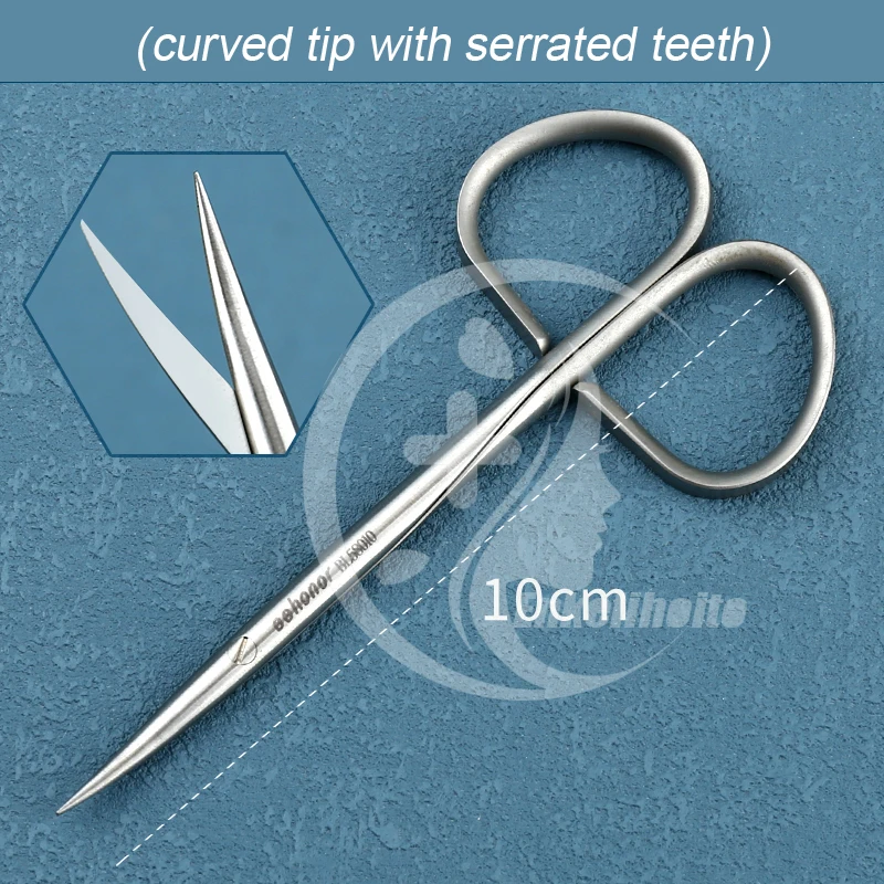 Eye peeling twist handle medical tissue scissors double eyelid tool blunt pointed serrated 2
