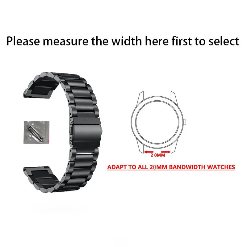 Stainless Steel Sport Bracelet Band, 20mm or 22mm