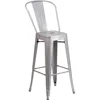 Commercial 30" Round Silver Metal Indoor-Outdoor Bar Table Set-2 Cafe Stools 4