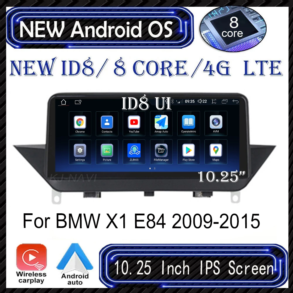 

10,25 "Android 13 для BMW X1 E84 2009-2015 CIC iDrive System IPS экран Автомобильный видео gps-навигация, радио, стерео плеер мультимедийный
