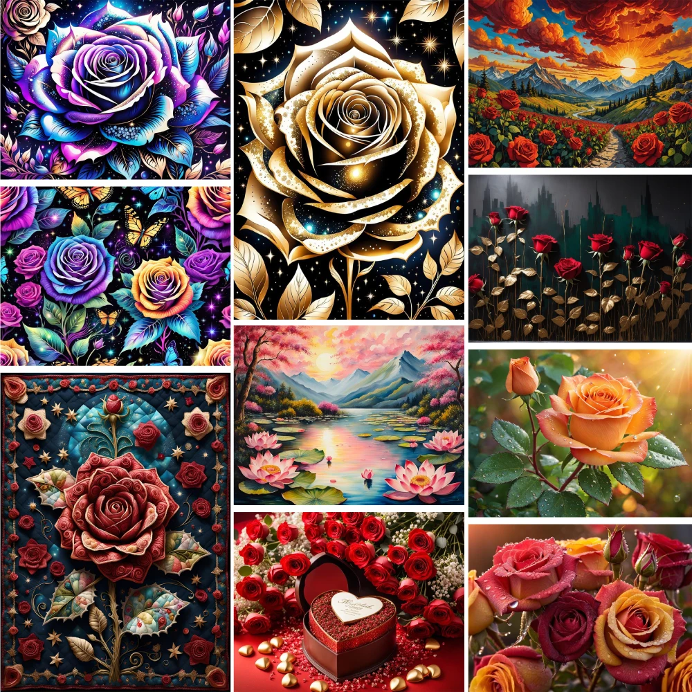 Blumen Rose gedruckt Kreuz stich DIY Stickerei Full Kit DMC Fäden Nähen Handwerk Stricken hand gefertigt verschiedene Nadel Promotionen – Detail 11