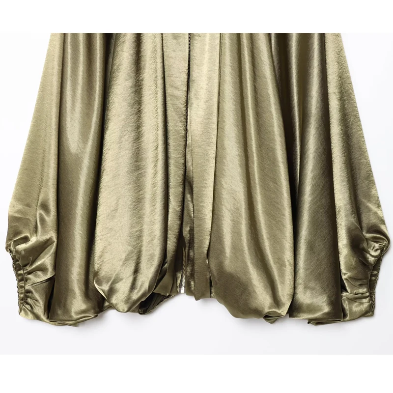 MUJER Ruched Bomber Jackets for Women Puffy Oversized Jacket Woman Summer Coats Demi-season Jacket for Women New in Outerwears - 6