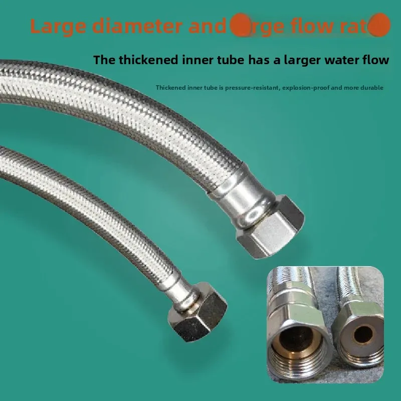 Водопровідна труба з плетеною нержавіючої сталі High Flow 304 для нагрівача гарячої води Душова лійка Вхідна трубка Потовщений металевий гнучкий шланг