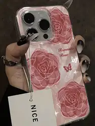 Rose Floral Painted Soft Phone Case - Elegant Protective Cover with Artistic Design for iPhone 17 Pro Max (2)