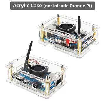 Oranage Pi 4 LTS Accessory Kit Acrylic Case + Fan + Heatsink + Power Supplu Optional HDMI-compatible Cable TF Card USB Reader 2