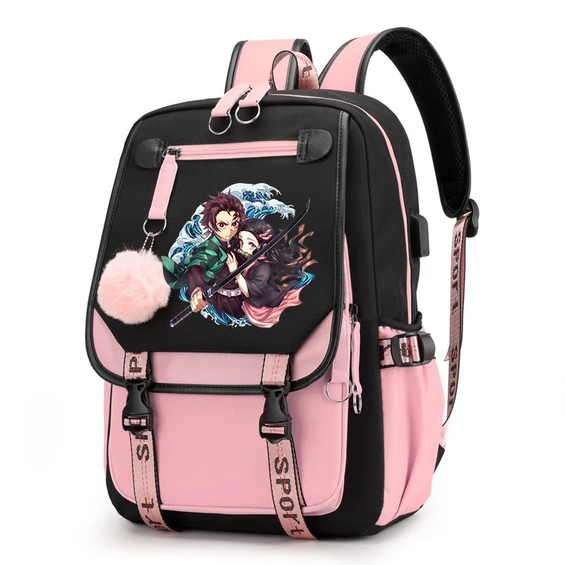Anime Backpack Demon Slayer Nezuko School Bag for Women Fashion Backpacks Manga Tanjirou Schoolbag Teenager boys Girls Bookbag 2