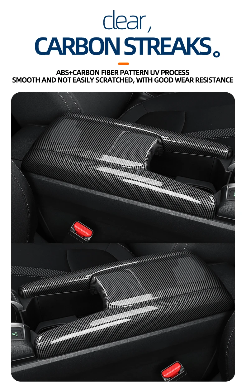 Für HONDA 2016-2021 10. CIVIC SEDAN HATCHBACK TYPE-R Mittelarmlehnenbox-Schutzhülle, dekorative Abdeckung, Innenzubehör – Detail 6
