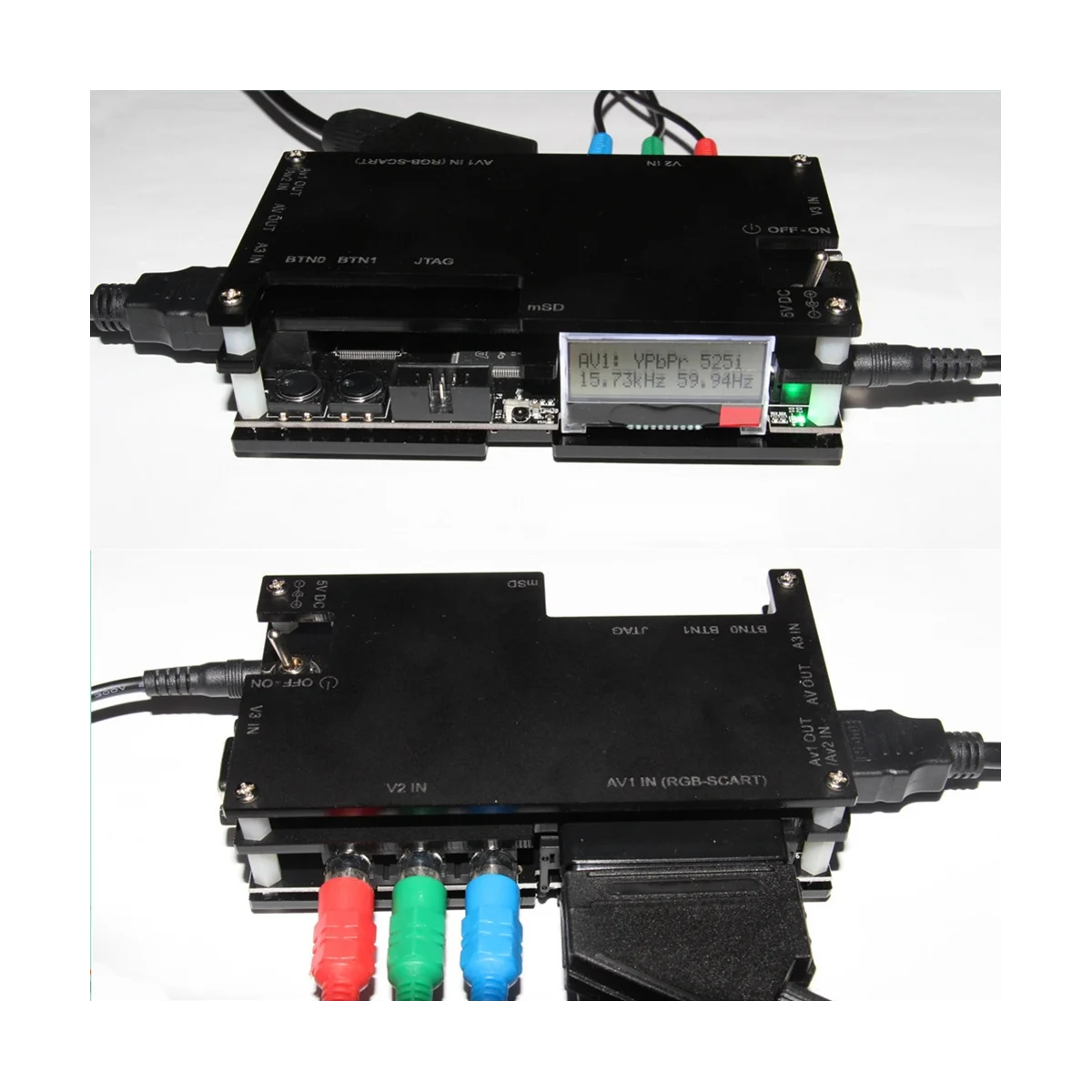 OSSC HDMI 호환 컨버터 오픈 소스 스캔 어댑터 키트, 레트로 게임 콘솔용 게임 케이블 포함, 미국 EU UK AU 플러그
