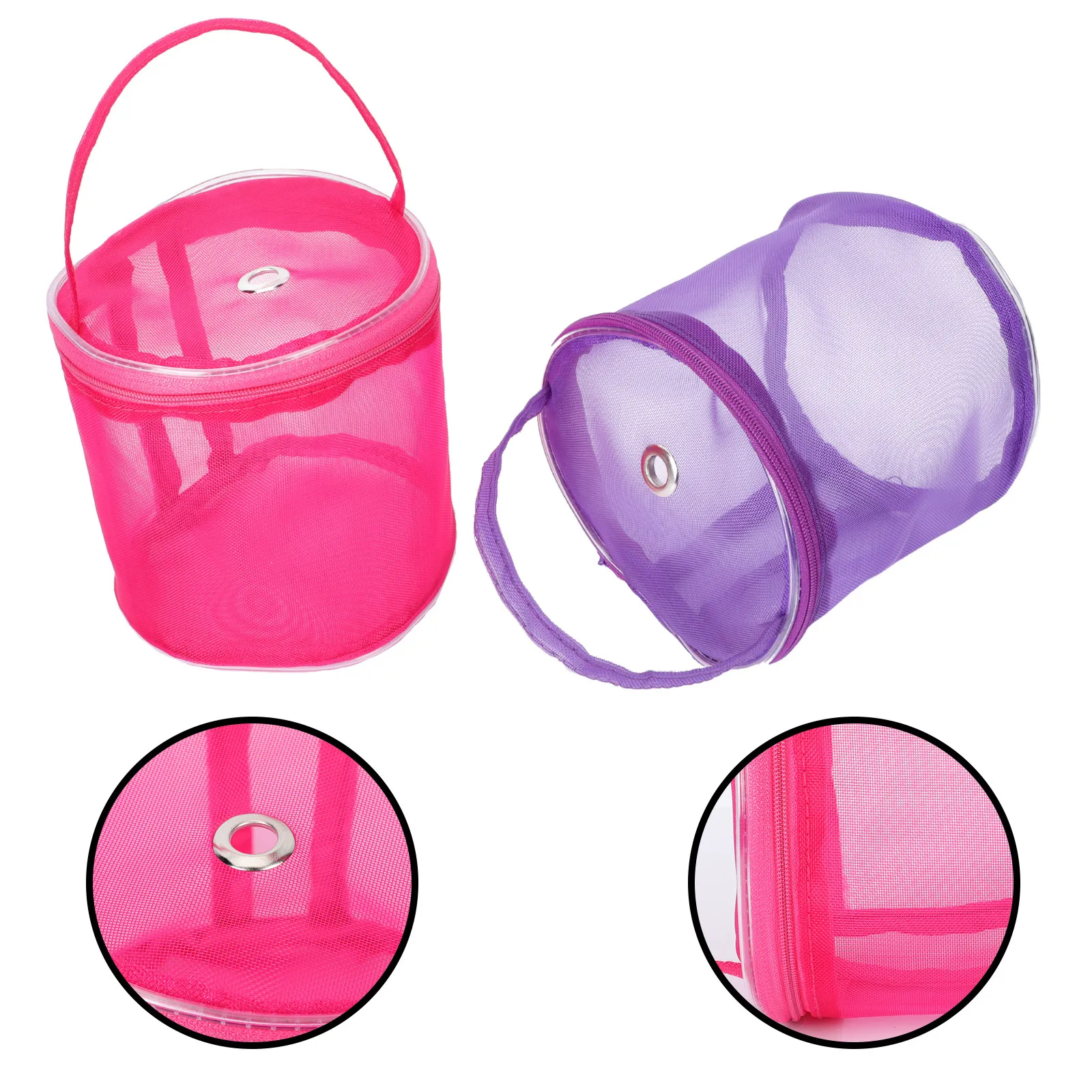 2Pcs 컴팩트 원사 정리함 파우치 뜨개질 도구 보관 가방 (상단 원사 구멍 포함..