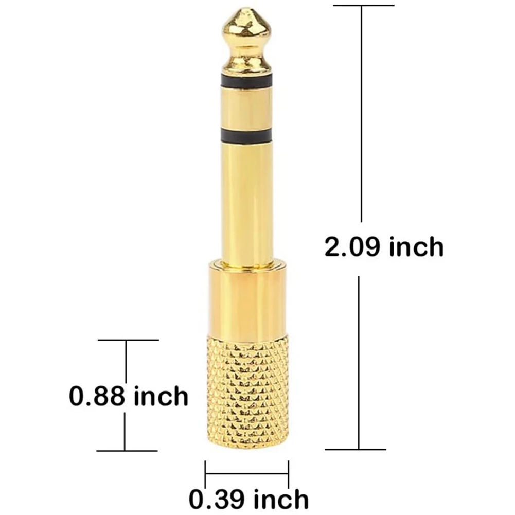암 헤드폰 잭 플러그, 1/4 인치 어댑터, 6.35mm (1/4 인치) 수-3.5mm (1/8 인치), 골드 6 팩
