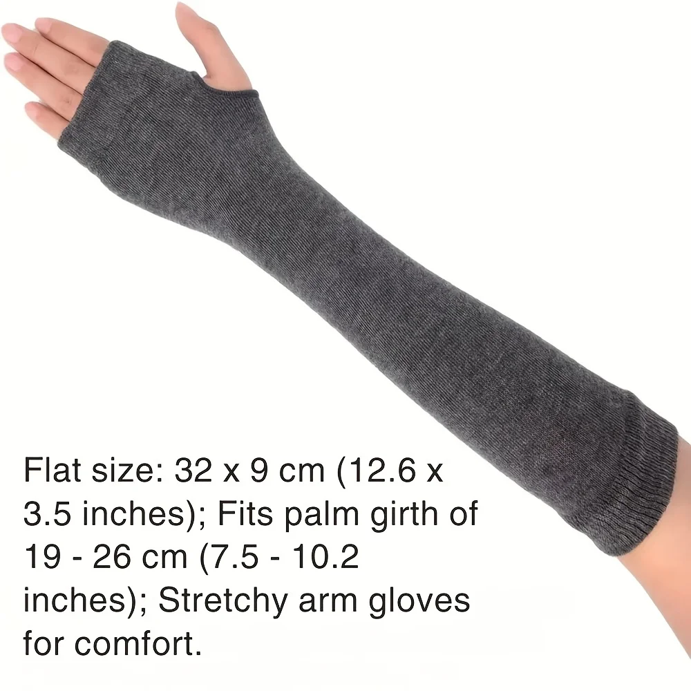 1/3pairs Long Fingerless Gloves Soft Knitted Fashion Goth Gloves Winter Unisex Windproof Elastic Outdoor Sport Arm Warmer Mitten