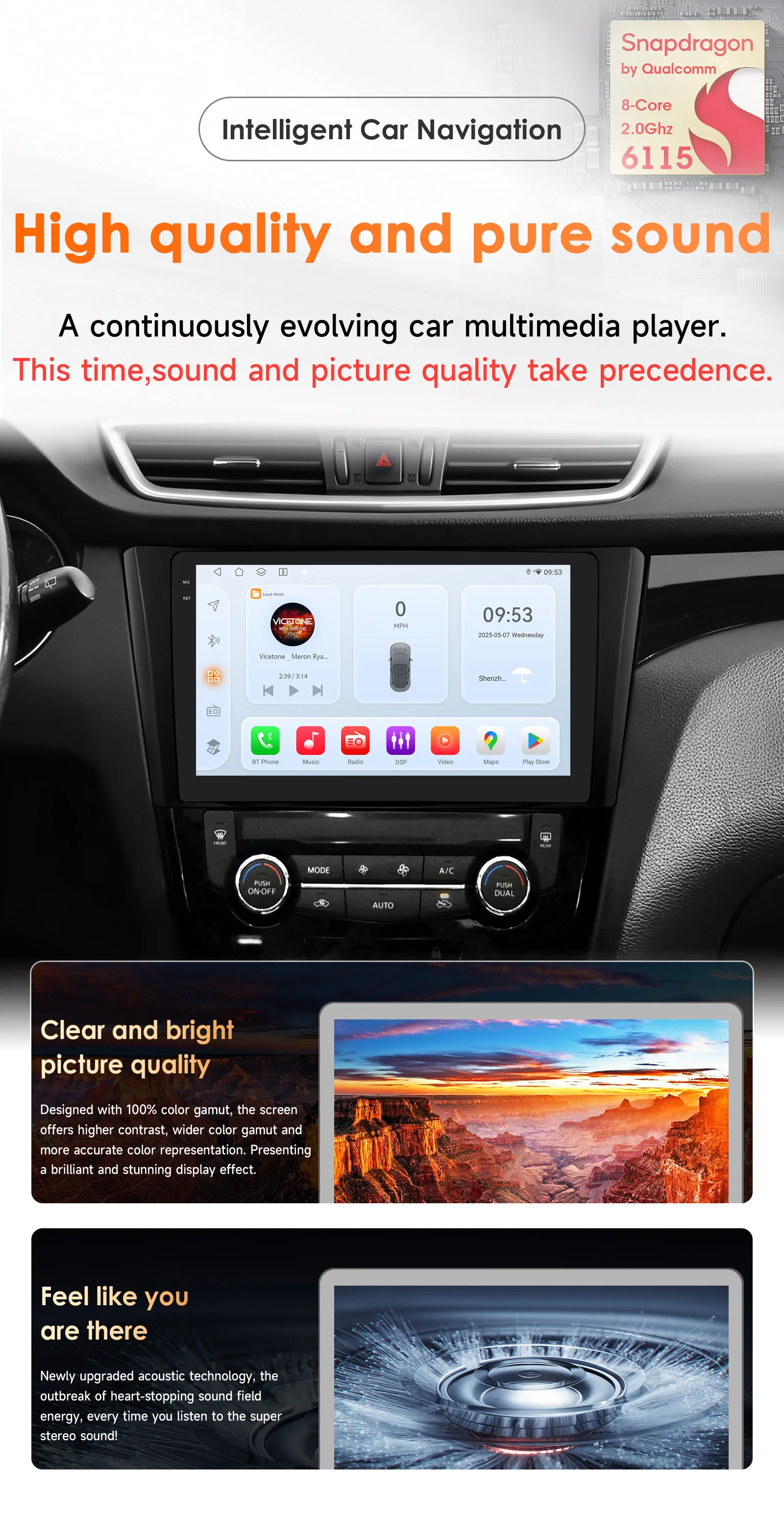 Hizpo 8Core Android 14 Autoradio für Nissan Qashqai J11 X-Trail 3 T32 2013-2017 CarPlay GPS DSP 4G BT von Qualcomm Snapdragon6115 – Detail 2