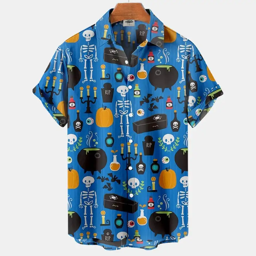 

Men's Skull Print Shirt hawaiian-shirt Style A7