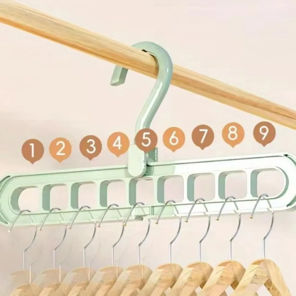 5pcs 9 홀 옷장 보관함 다기능 접이식 옷 건조 랙 보관 옷 랙 공간 절약형 옷 걸이