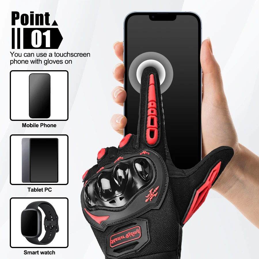 Motorcycle gloves winter thermal full finger non-slip wear-resistant touch screen