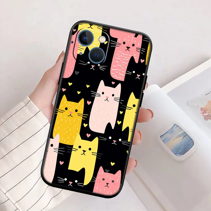 Adorable Cat Cartoon Phone Case - Whimsical Feline Design Protector