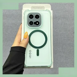 Magsafe Magnetic TPU Shockproof Phone Case with Wireless Charging Support - Clear Soft Silicone Back Cover & Bumper for Vivo iQOO 15 (Green)