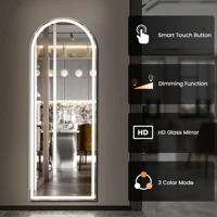 JHK Full Length 60"x16" Led Dimming Mirror 3 Color Lighting Aluminum Alloy Frame Standing Hanging Floor Mirrors For Living Room - Image 3