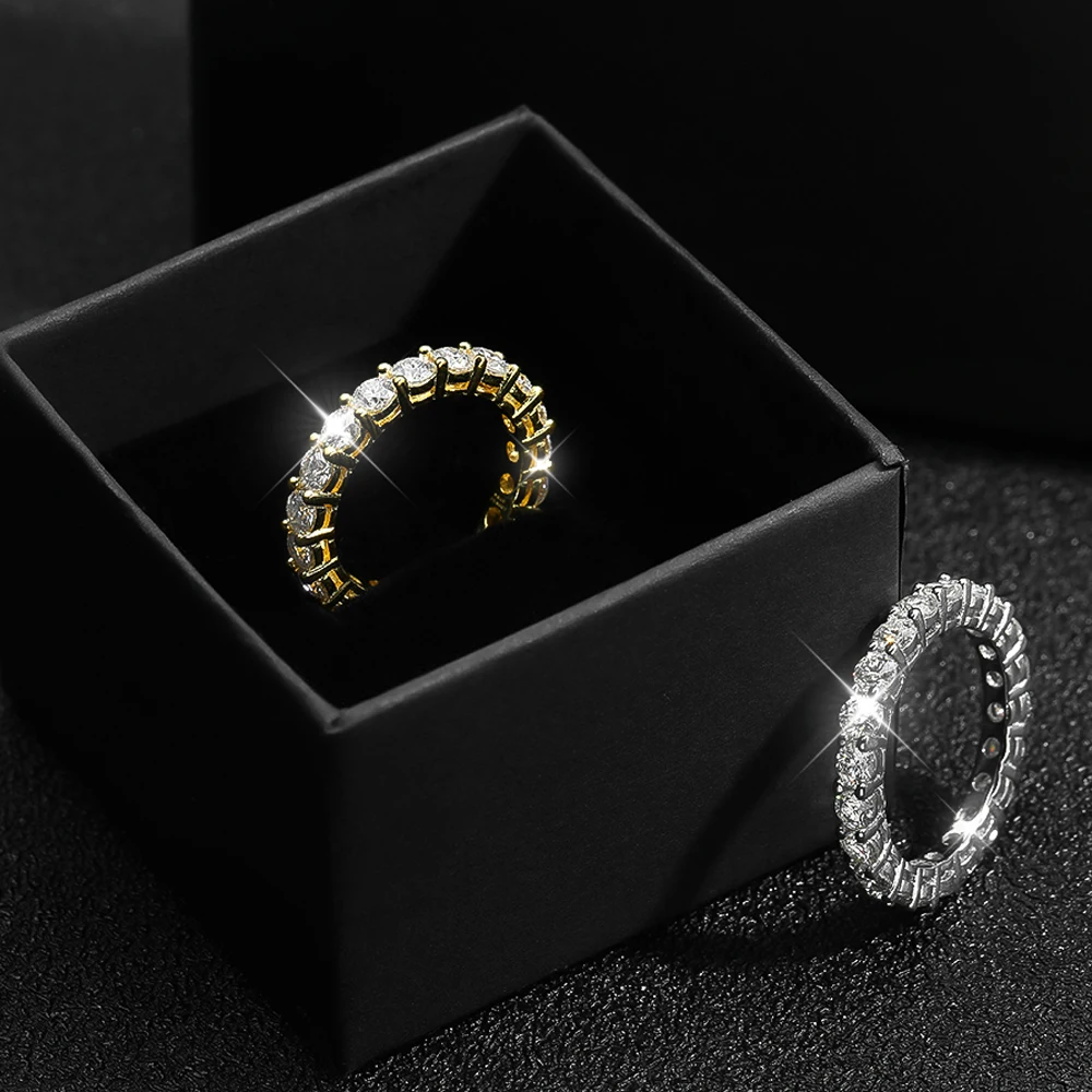 Moissanite Row Rings Silver 18K