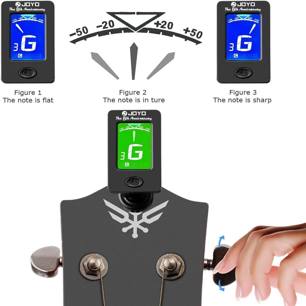 Clip On Guitar Tuner For All Instruments Ukulele Guitar Bass Mandolin Violin Banjo with LCD Display 1pcs tuner 4pcs Picks