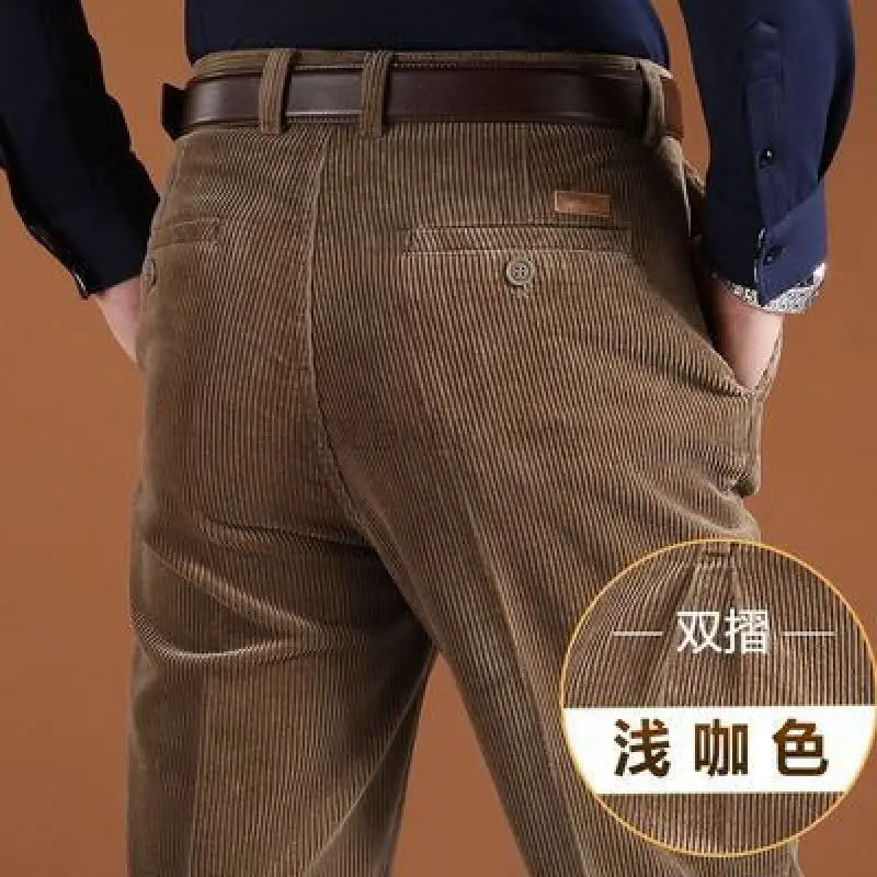 Big Size casual pants corduroy pants for Men Straight Thick Warm Autumn Winter Work Trousers Men High Waist Casual Pants