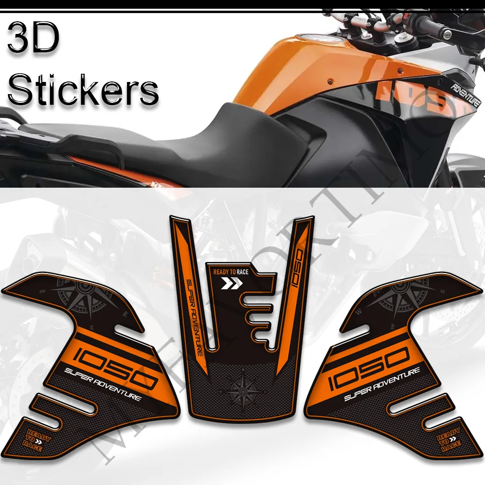 Motorcycle 3D Stickers Decals Tank Pad Side Grips Gas Fuel Oil Kit Knee Protection For 1050 S R Super Adventure ADV