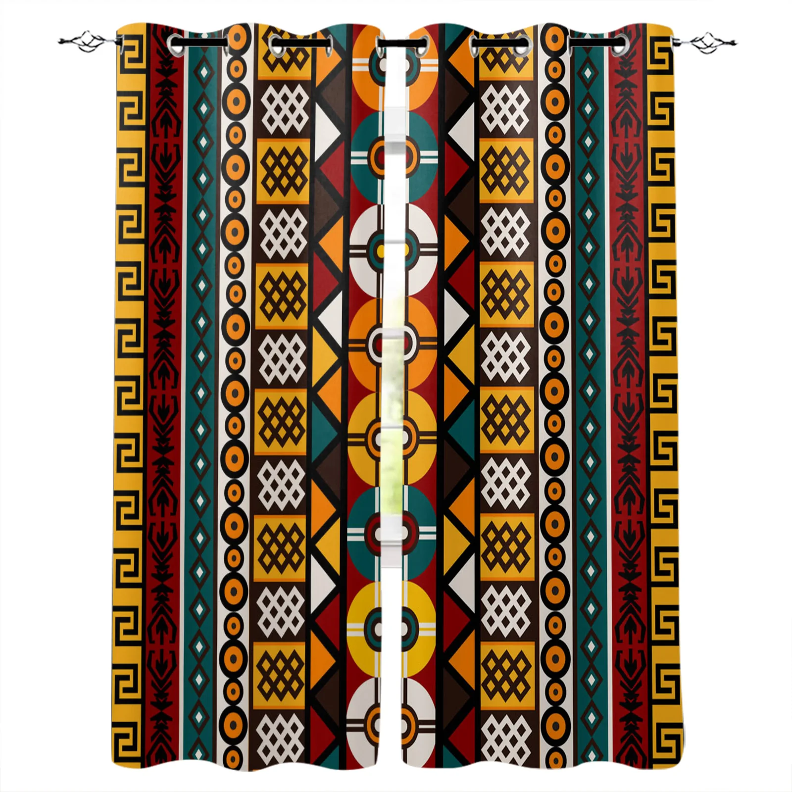 

Exotic Art Round Color Retro Texture Blackout Curtains Window Curtains for Bedroom Living Room Decor Window Treatments
