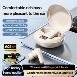 Premium TWS Bluetooth Earbuds with Hi - Fi Sound and LED Power Display (Beige)