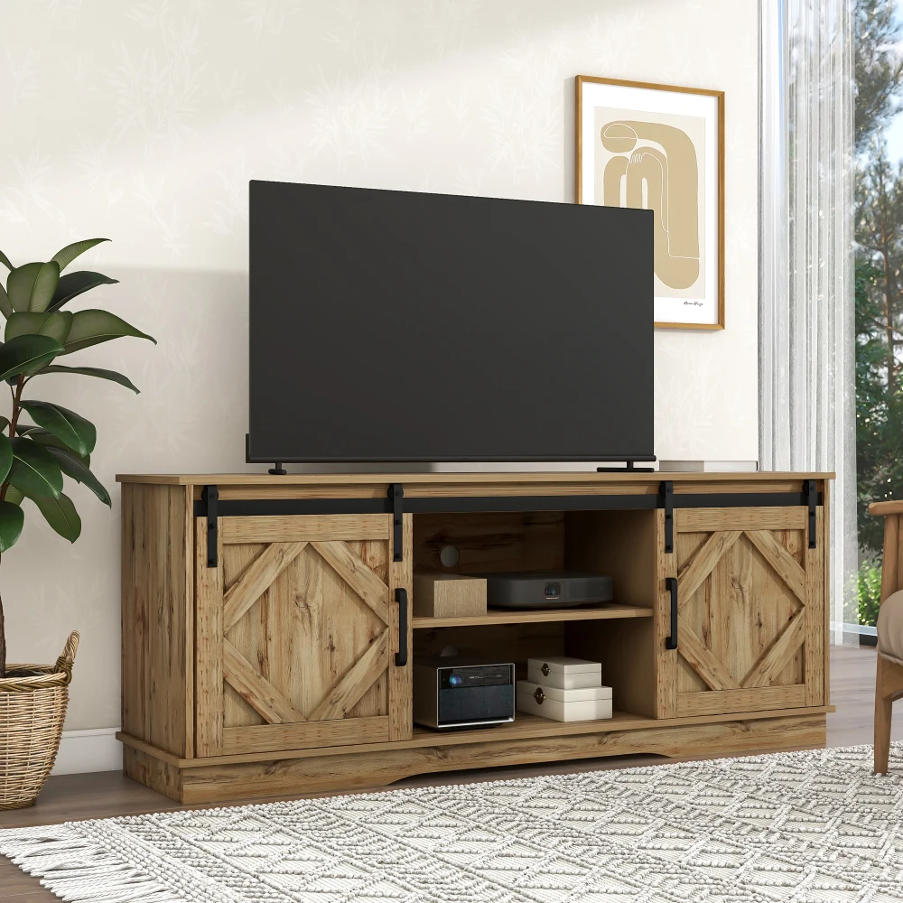 Moderner 150 x 40 x 60 cm großer TV-Schrank – klassische Schiebetüren + verstellbare Regale, multifunktionales Entertainment-Center-Sideboard – Detail 27