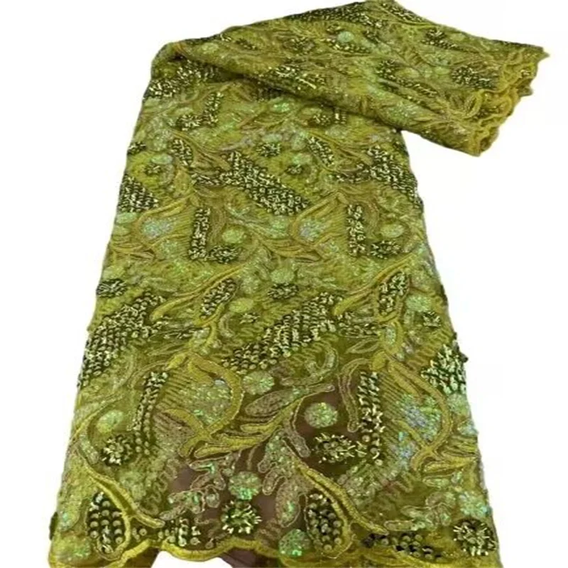 

Новейшая желтая французская Тюлевая кружевная ткань 2023, Высококачественная швейцарская вышивка, нигерийская блестящая мягкая кружевная ткань