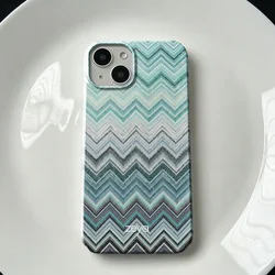 Mint Gradient Chevron Zigzag Glossy Phone Case - Hard PC Finish - iPhone 14 Plus (FLDQ - Q192X14L1)