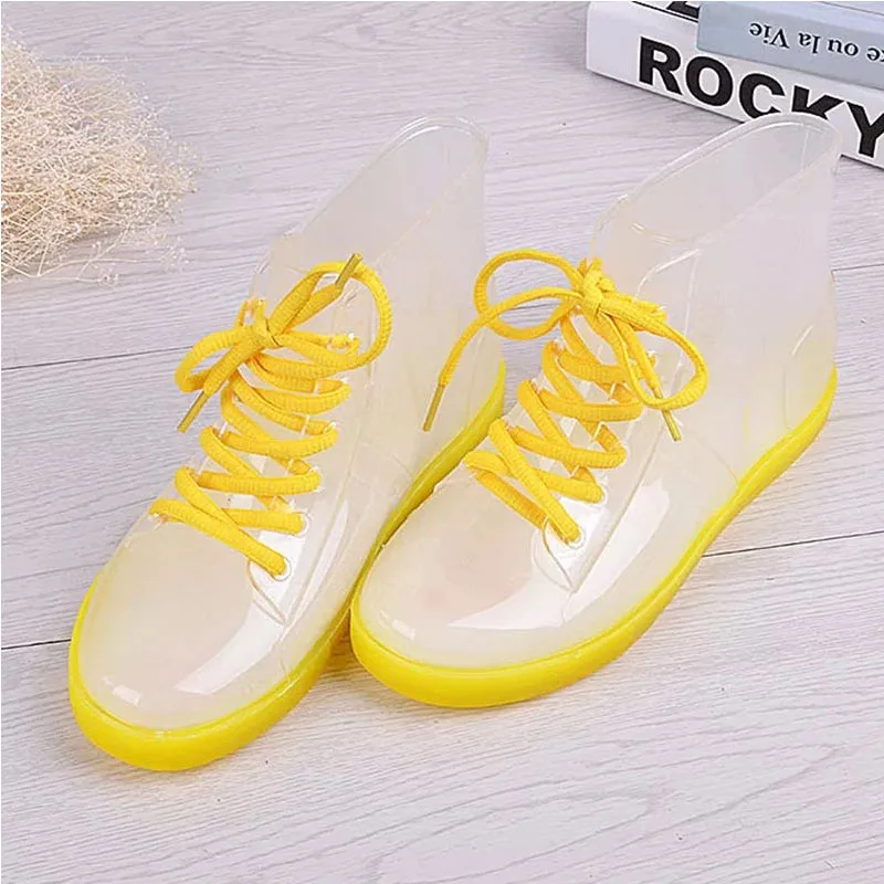 Rainy Season PVC Fashion Women's Jelly Transparent Rain Boots Rubber Anti-skid Waterproof Rain Boots Iadies Low-Top Rain Boots
