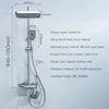 Grey Shower System Set Bathroom Digital LED Rain Showers Faucet Brass Bath Thermostat Rainfall Shower 4 Way with Bidet Taps Sets 4