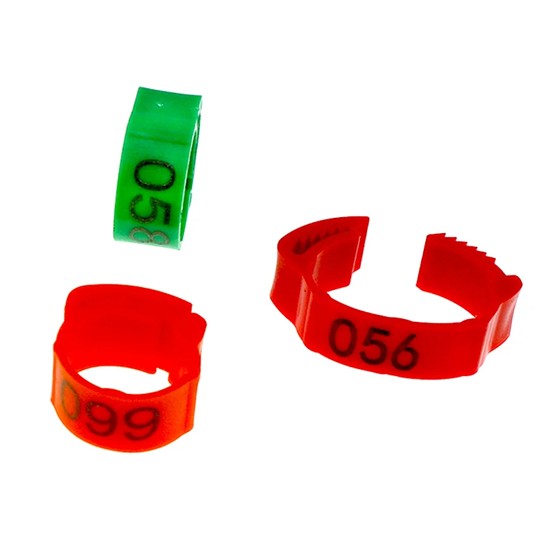 Adjustable Inner Diameter Snap-on Foot Ring Laser Print Digital Label bird foot rings birds foot rings 100 Pcs Chicken Duck Pigeon Leg Farm Label Identification