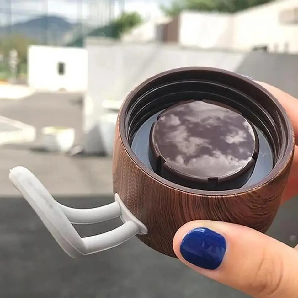 1 Pcs New 500ml Wooden Lid Stainless Steel Water Bottle Vacuum Flask Vacuum Sport Water Bottles For Outdoors Student